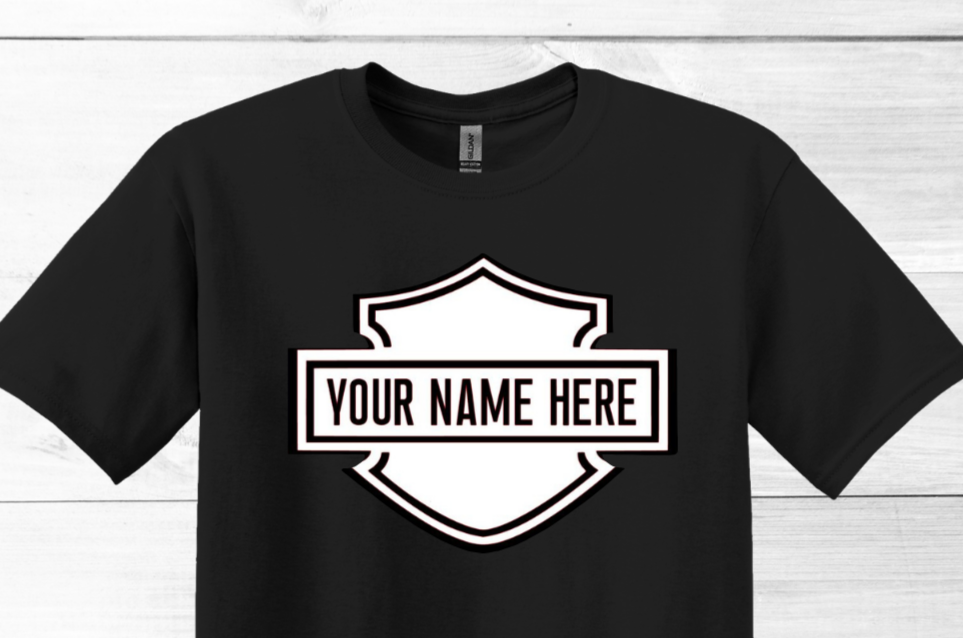 Custom T-Shirt CUSTT#0001 -  Name Harley Logo